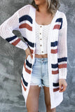 Contrast Openwork Open Front Long Sleeve Cardigan - felvior