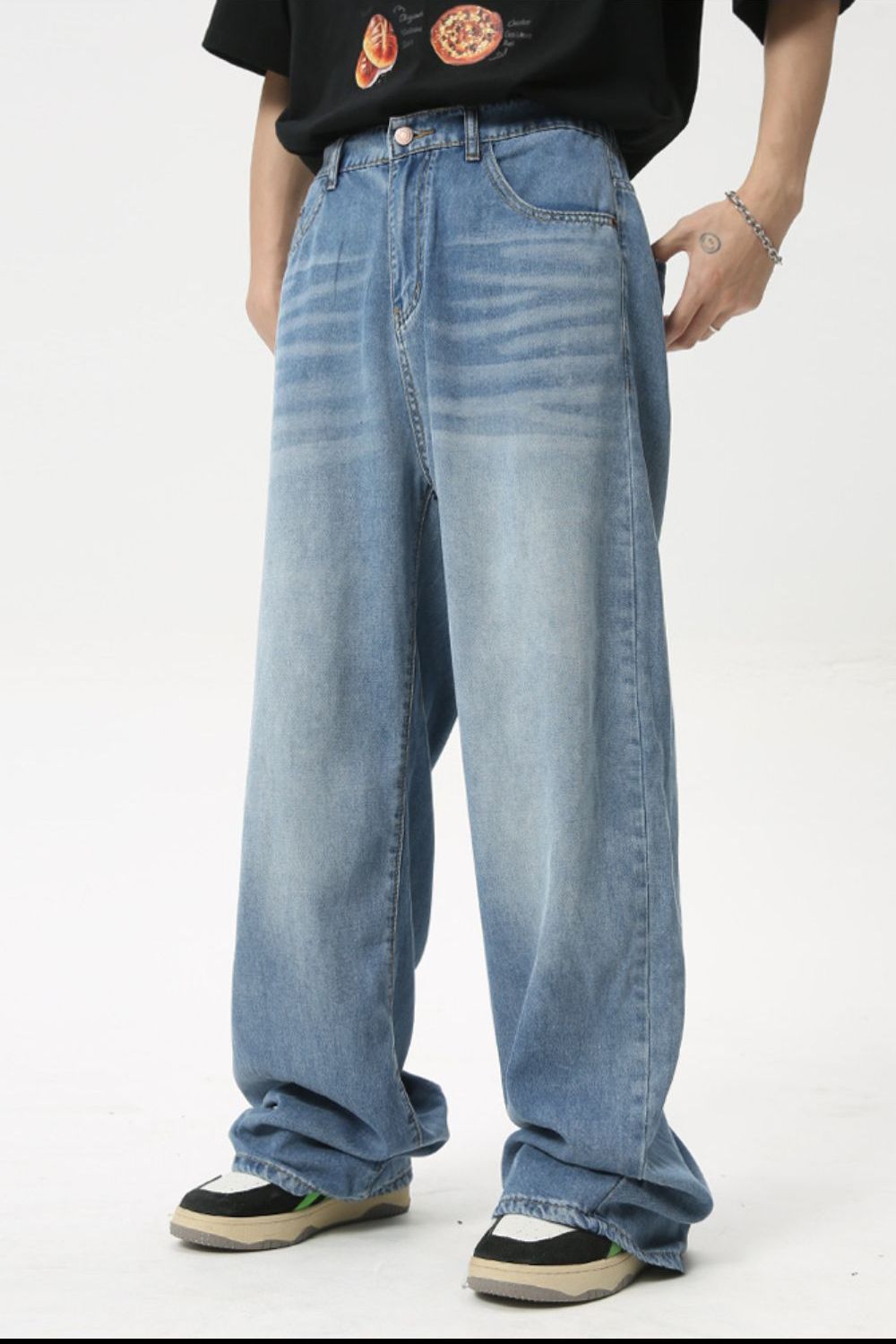 Men's Washed Straight Jeans Zweitbild