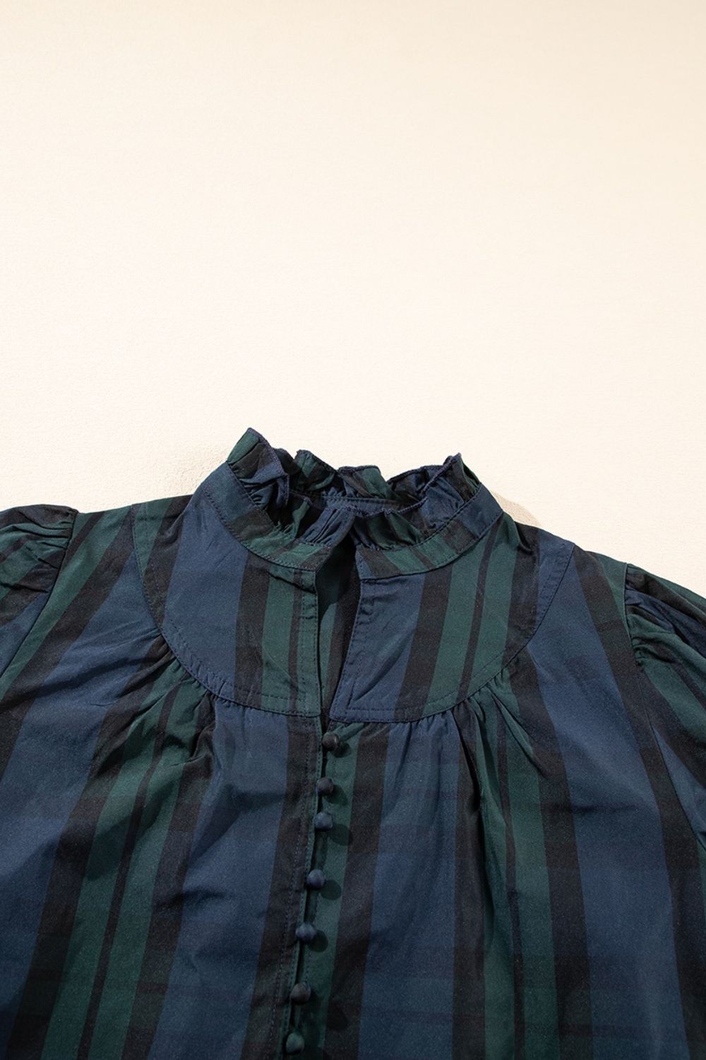 Puff Sleeve Frilled Trim Elegant Blouse - felvior