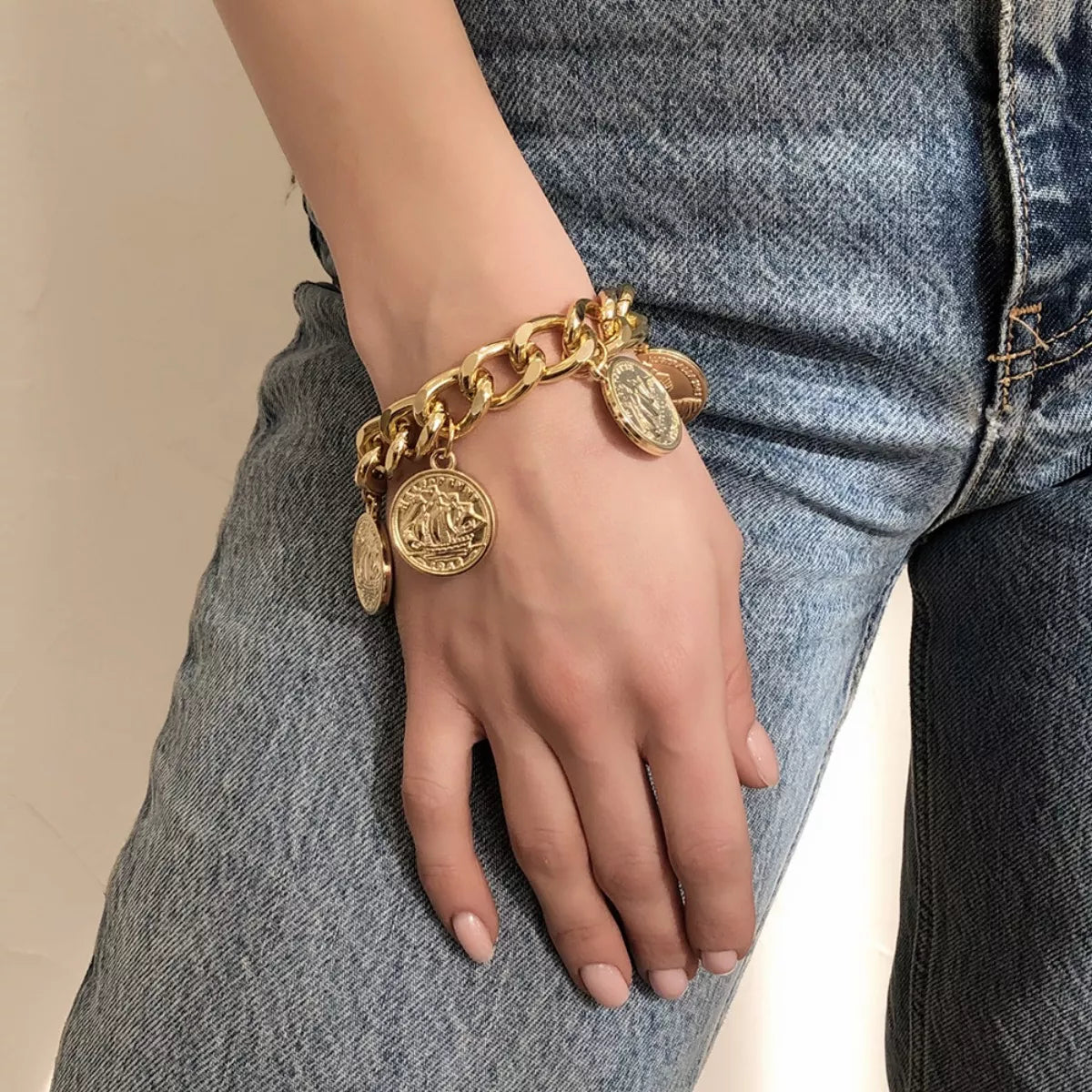 18K Gold-Plated Coin Charm Bracelet Secondary image
