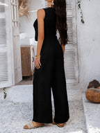 Devine Button Down Lace Detail Vest and Pants Set