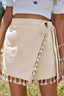 Tassel Trim Wrap Knot Side Mini Skort