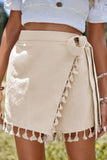 Tassel Trim Wrap Knot Side Mini Skort - felvior