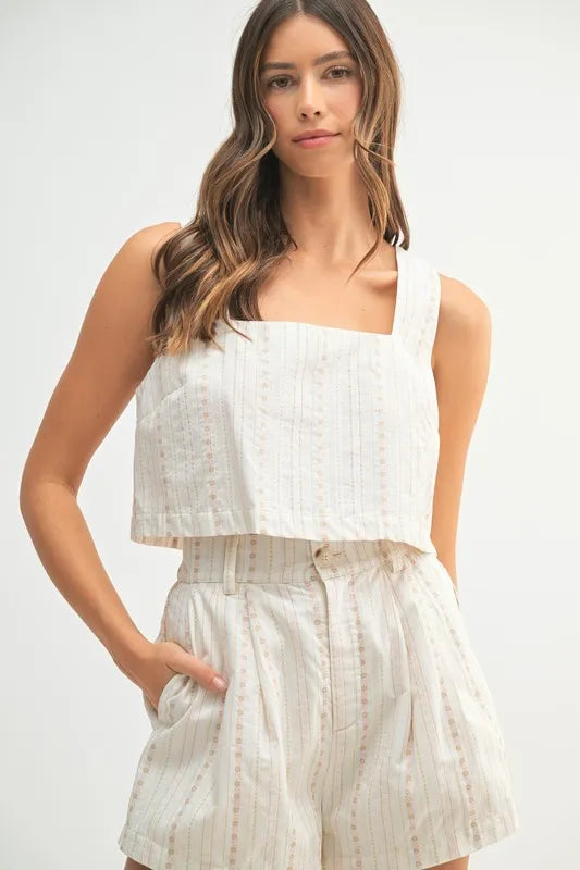 MABLE Square Neck Crop Top and Shorts Set - felvior