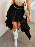 Devine High-Low Ruched Layered Skirt