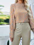 Printed Long Sleeve Blouse - felvior