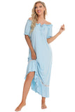 Lace Detail Short Sleeve Lounge Dress - felvior
