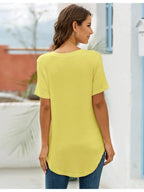 Full Size Solid V-Neck Short Sleeve T-Shirt Plus Size