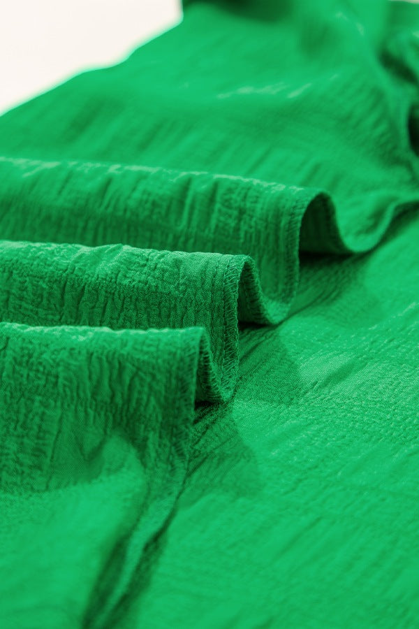 Textured Ruffled Sleeve Round Neck Top