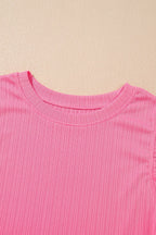 Ruffle Trim Round Neck Top and Drawstring Skirt Set