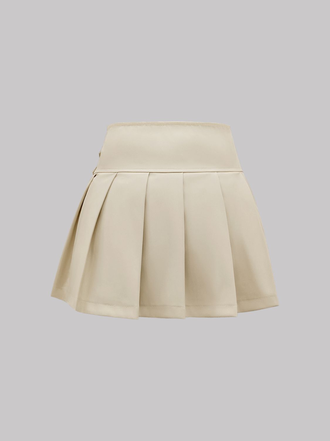 Buckle Decor Pleated Mini Skirt - felvior