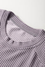 Corded Knit Short Sleeve T-Shirt and Wide Leg Pants Set