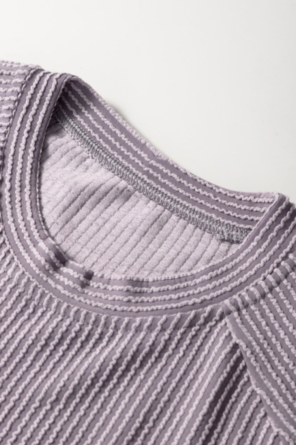 Corded Knit Short Sleeve T-Shirt and Wide Leg Pants Set