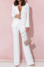 Full Size Lapel Collar Long Sleeve Blazer and Pants Set Plus Size