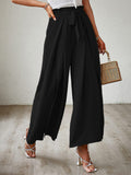 Tied Slit Wide Leg Pants - felvior