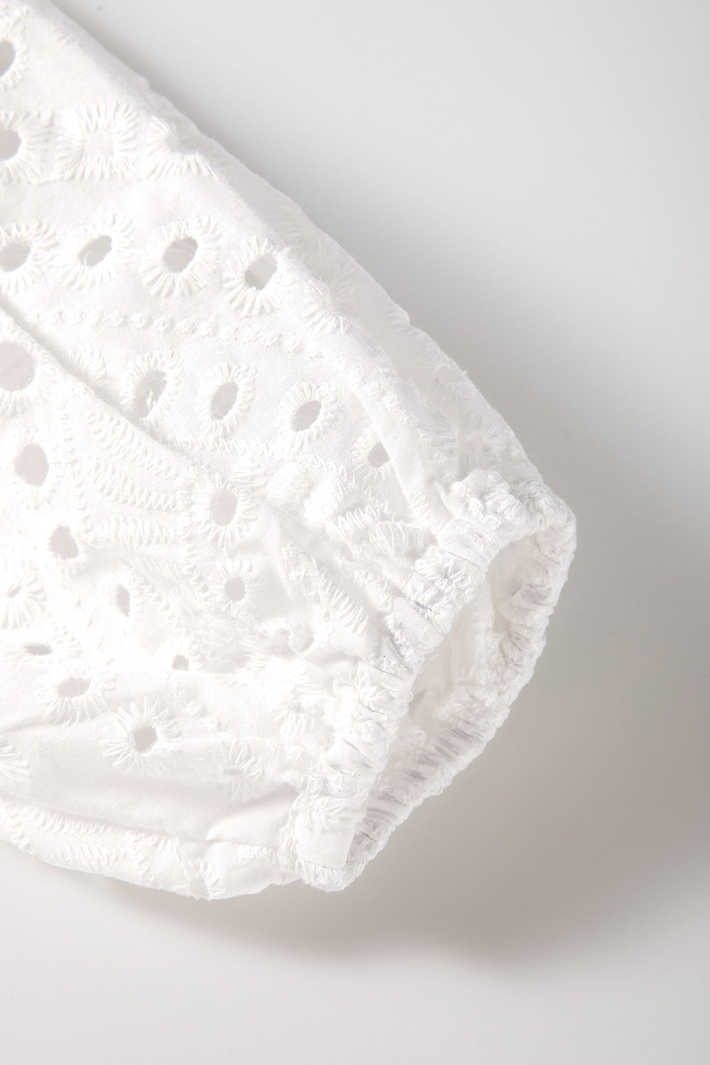 Eyelet V-Neck Long Sleeve Blouse