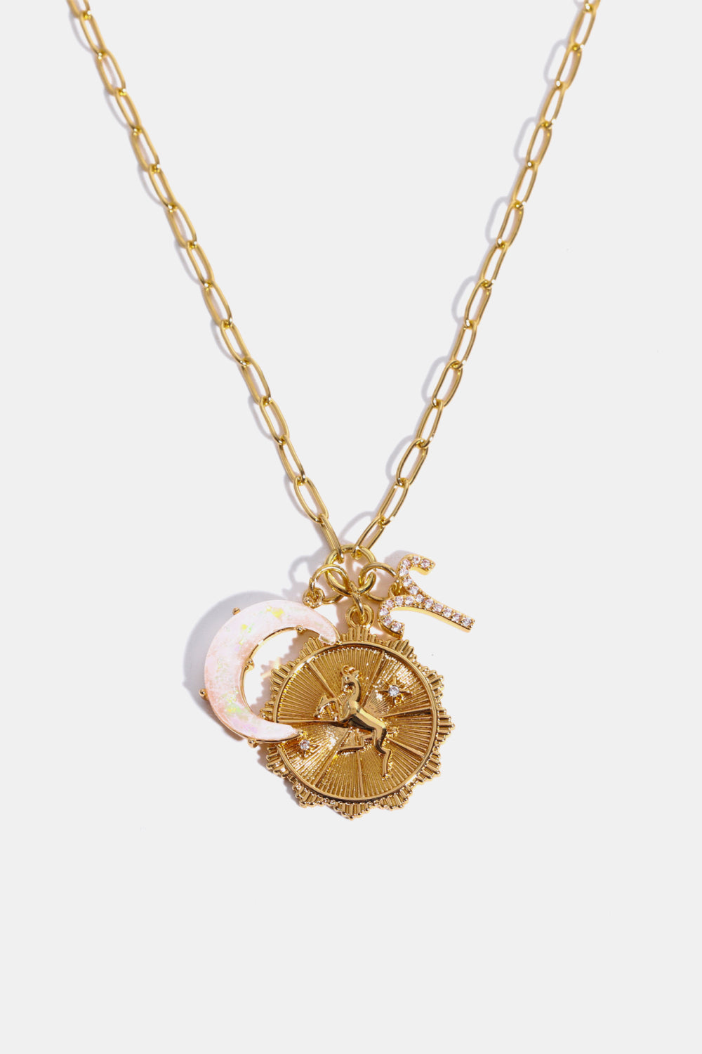 Constellation and Moon Pendant Copper Necklace - felvior
