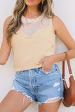 Mesh Patchwork Crew Neck Tank - felvior