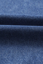 Short Sleeve Collared Patched Pocket Denim Mini Dress