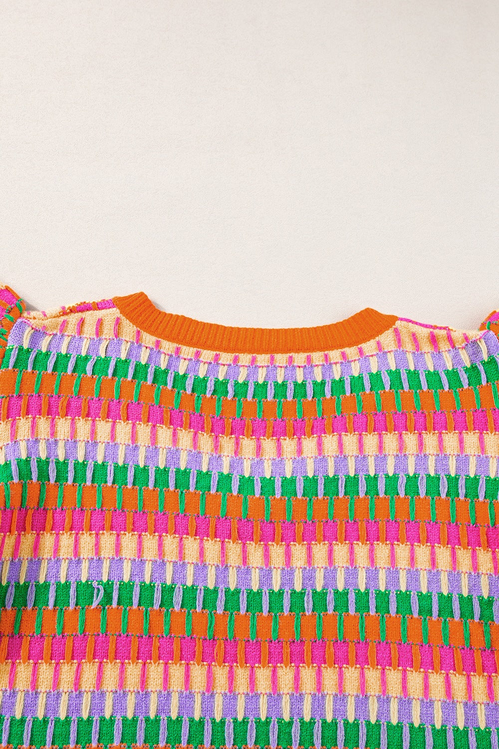Contrast Striped V-Neck Knit Top - felvior