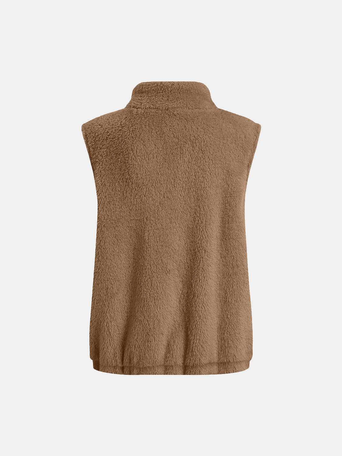 Full Size Fuzzy Zip Up Vest Coat with Pockets - felvior