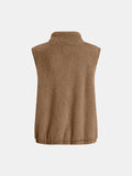 Full Size Fuzzy Zip Up Vest Coat with Pockets - felvior