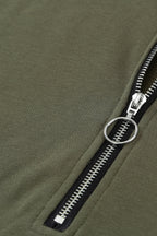 Side Slit Half Zip Long Sleeve Sweatshirt