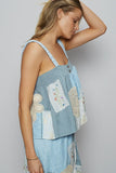 POL Embroidered Crochet Lace Patch Square Neck Cami - felvior
