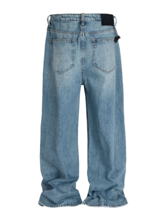Men's Wide Straight Jeans with Pockets - felvior