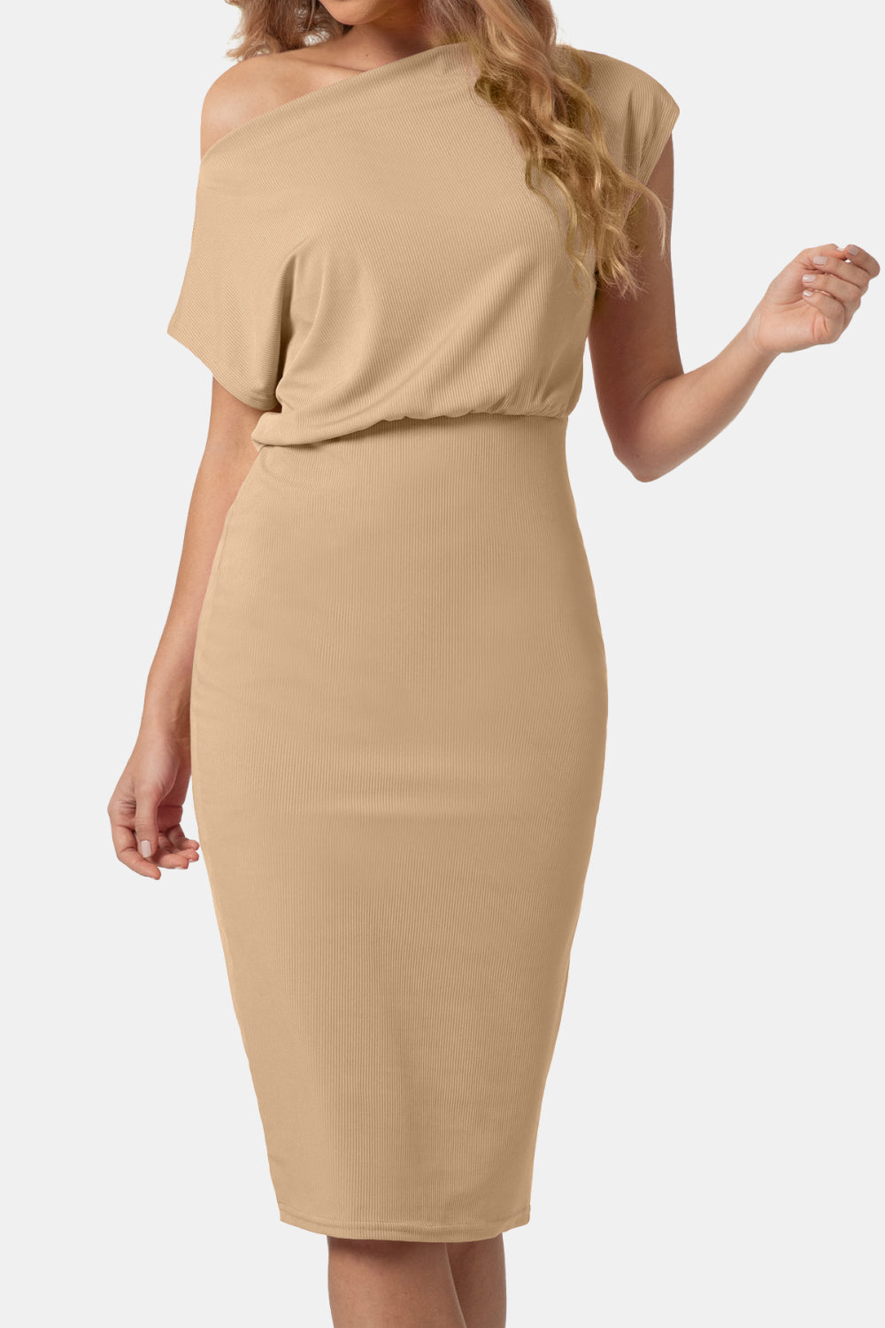 Boat Neck Short Sleeve Knee-Length Dress - felvior