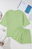 Loose V Neck Half Sleeve Tee and Drawstring Shorts Plus Size