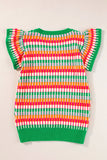 Contrast Striped V-Neck Knit Top - felvior