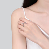925 Sterling Silver Moissanite V Shape Ring - felvior