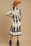 Umgee Printed Notched Midi Dress - felvior