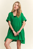 ADORA Tiered Notched Short Sleeve Dress - felvior
