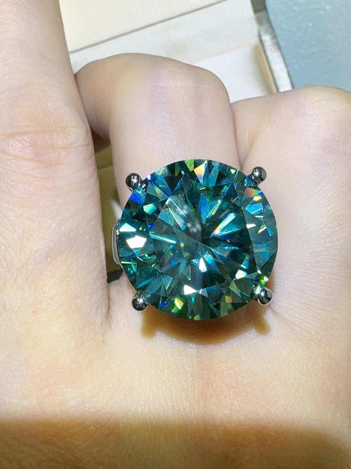 20 Carat Moissanite 925 Sterling Silver Ring - felvior