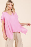 Mittoshop Mineral Wash Waffle Knit Pointed Hem Oversized Top