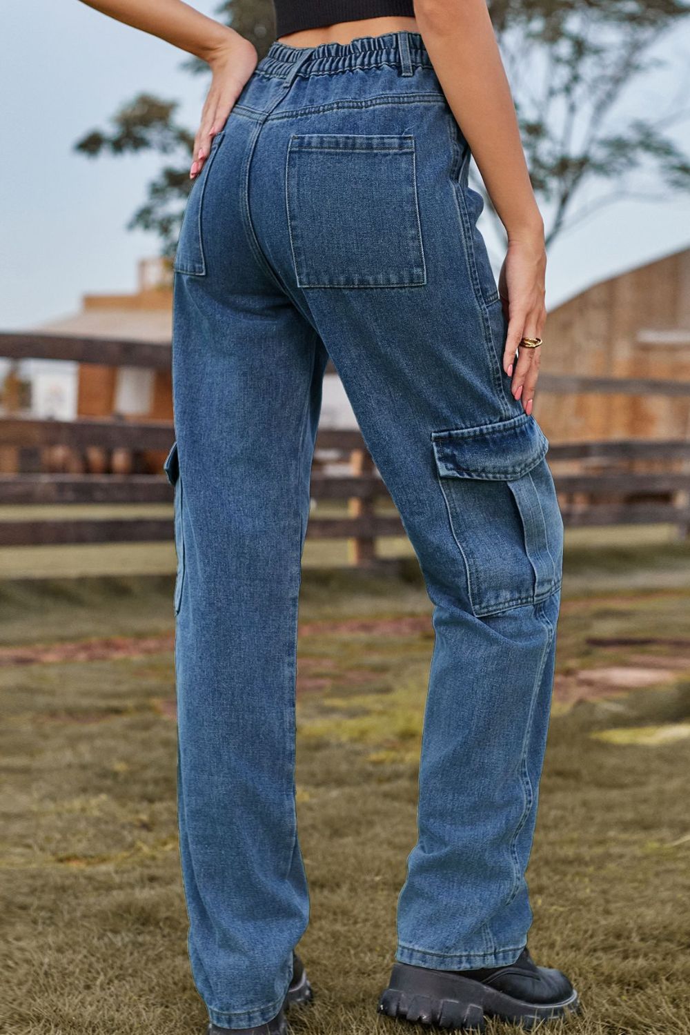 Loose Fit Long Jeans with Pockets - felvior