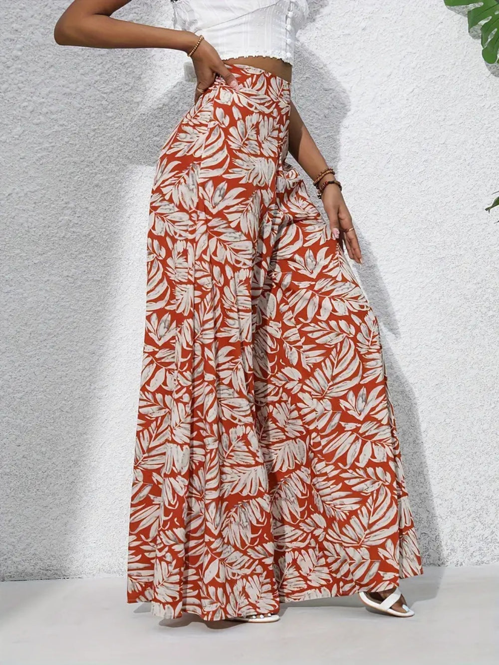 Printed High Waist Wide Leg Pants