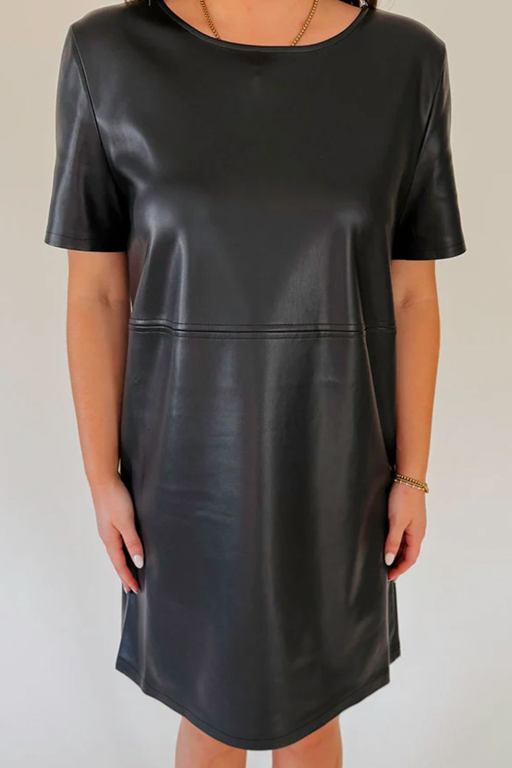 Round Neck Short Sleeve Mini Dress - felvior