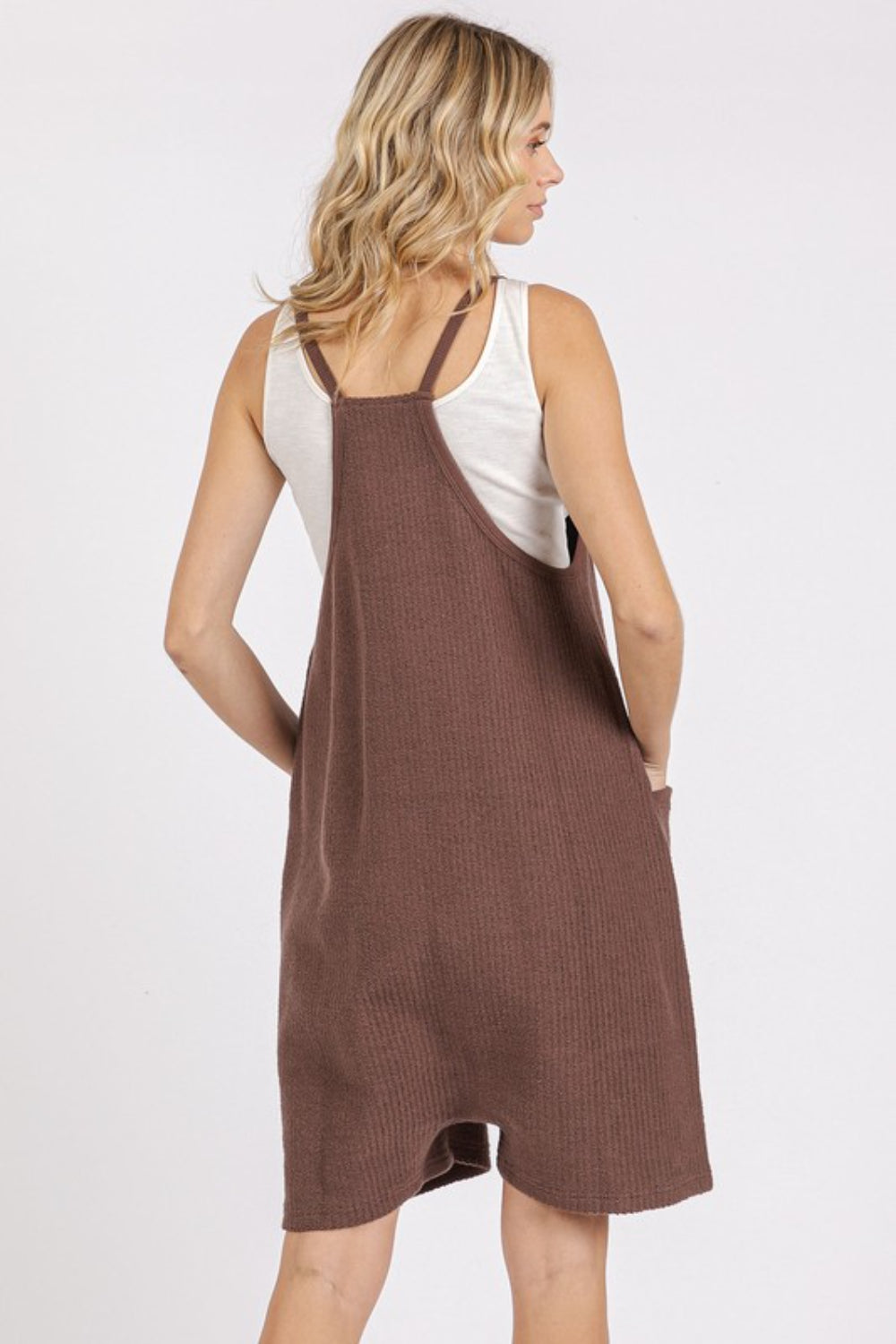 Mittoshop Scoop Neck Spaghetti Strap Overalls with Pockets - felvior