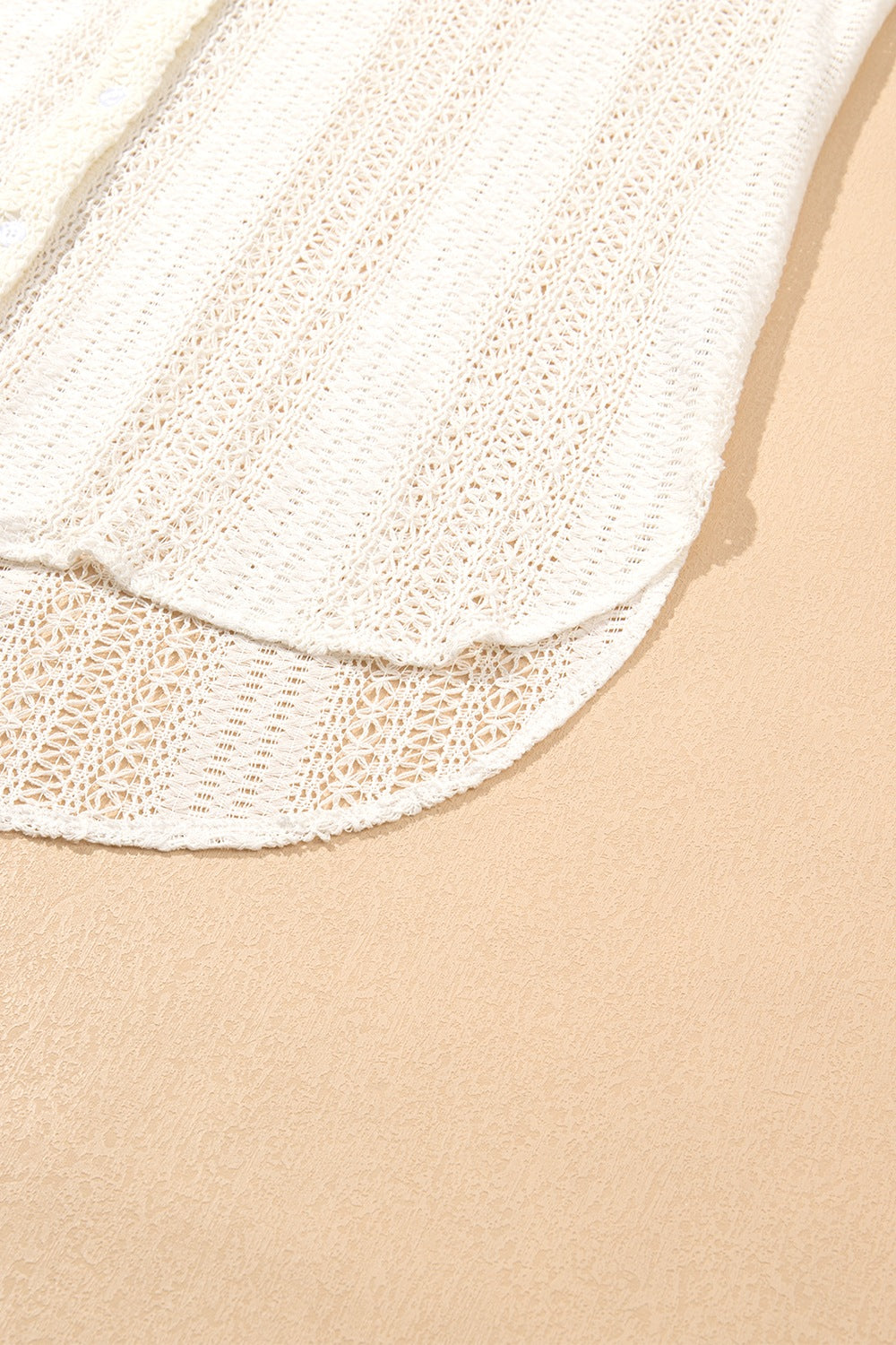 Lace Crochet Collared Neck Oversized Shirt - felvior