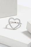 925 Sterling Silver Inlaid Zircon Heart Ring - felvior
