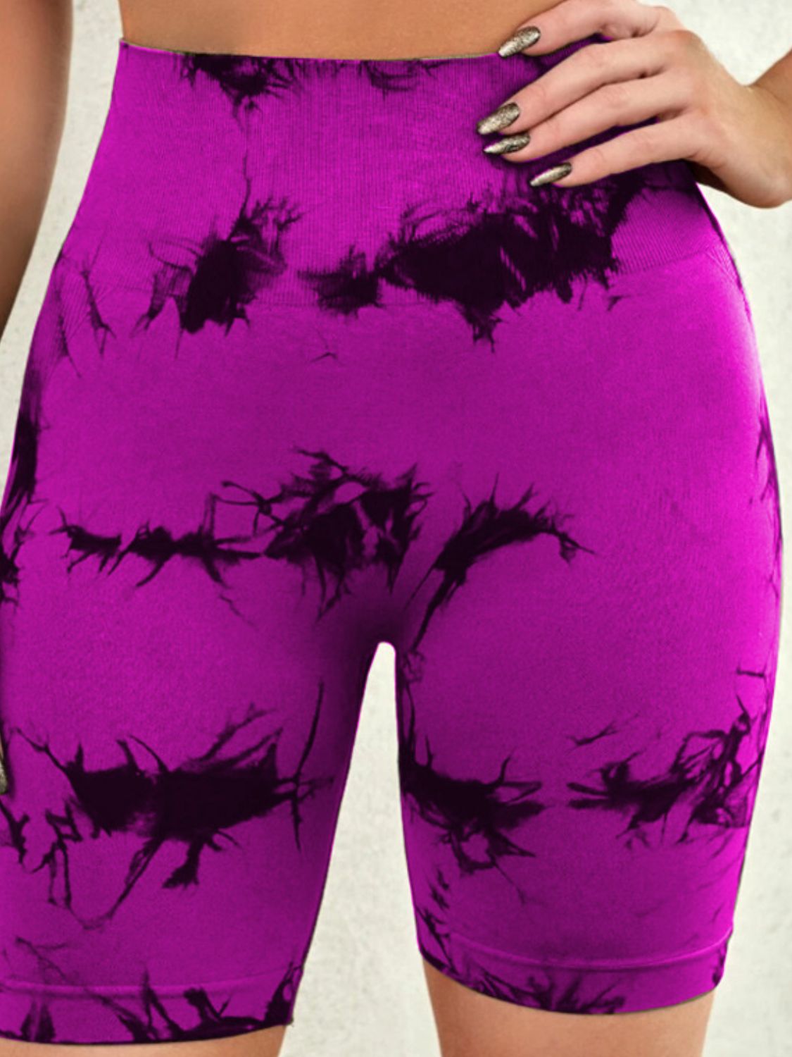 Tie-Dye High Waist Active Shorts - felvior