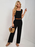 Square Neck Tank and Wide Leg Pants Set