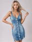 Button Down Mini Cami Denim Dress