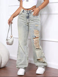 Distressed High Waist Jeans - felvior