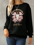 Graphic Round Neck Long Sleeve Sweatshirt - felvior