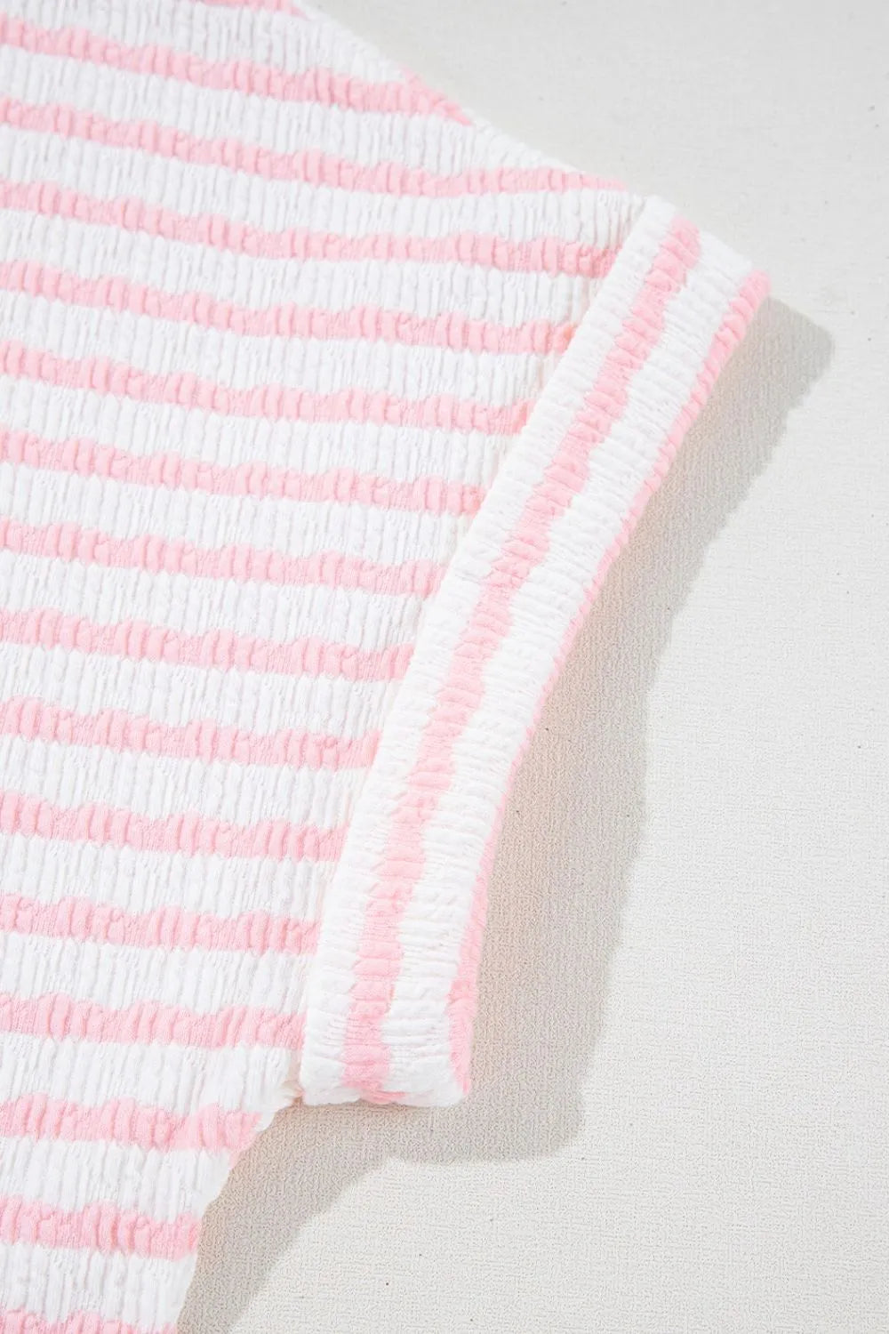 Stripe Knitted Short Sleeve Top and Drawstring Shorts Set