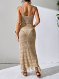Openwork Scoop Neck Cover-Up Dress - felvior